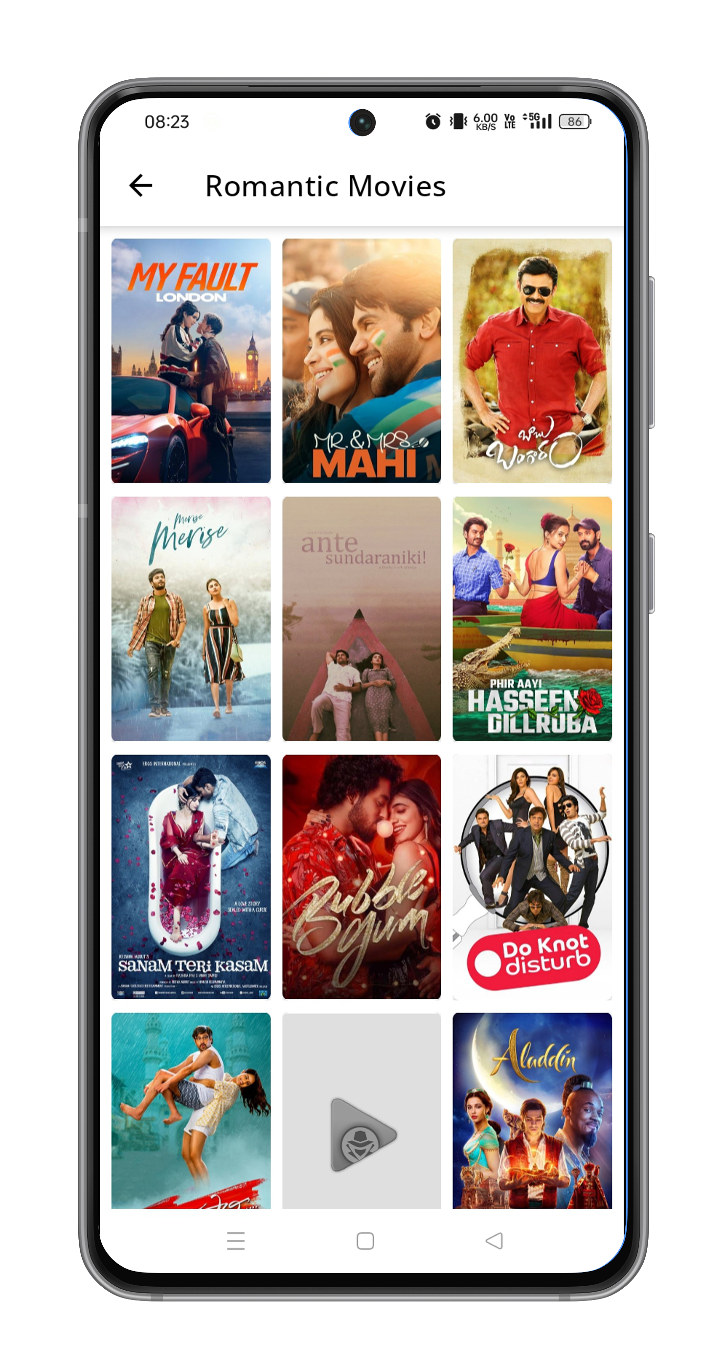 HackFlix app movies list screenshot